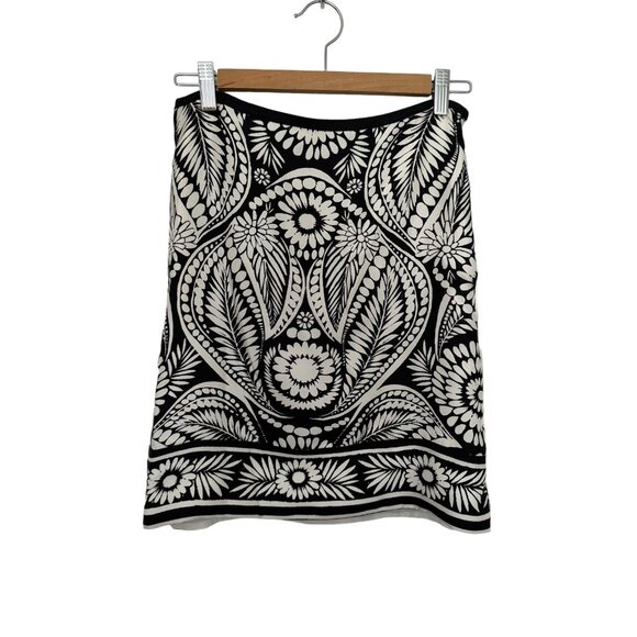 Banana Republic 100% Silk Black and White Pencil Skirt  EUC - Picture 1 of 8